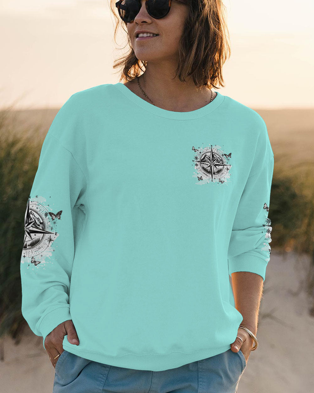 BLISSCORNERS NOT ALL WHO WANDER ARE LOST COMPASS ALL OVER PRINT