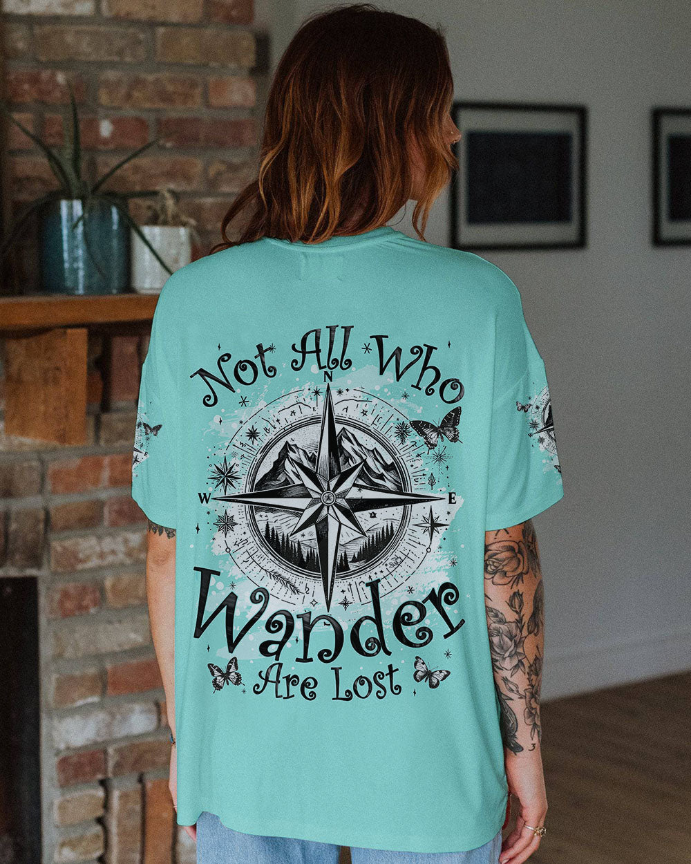 BLISSCORNERS NOT ALL WHO WANDER ARE LOST COMPASS ALL OVER PRINT