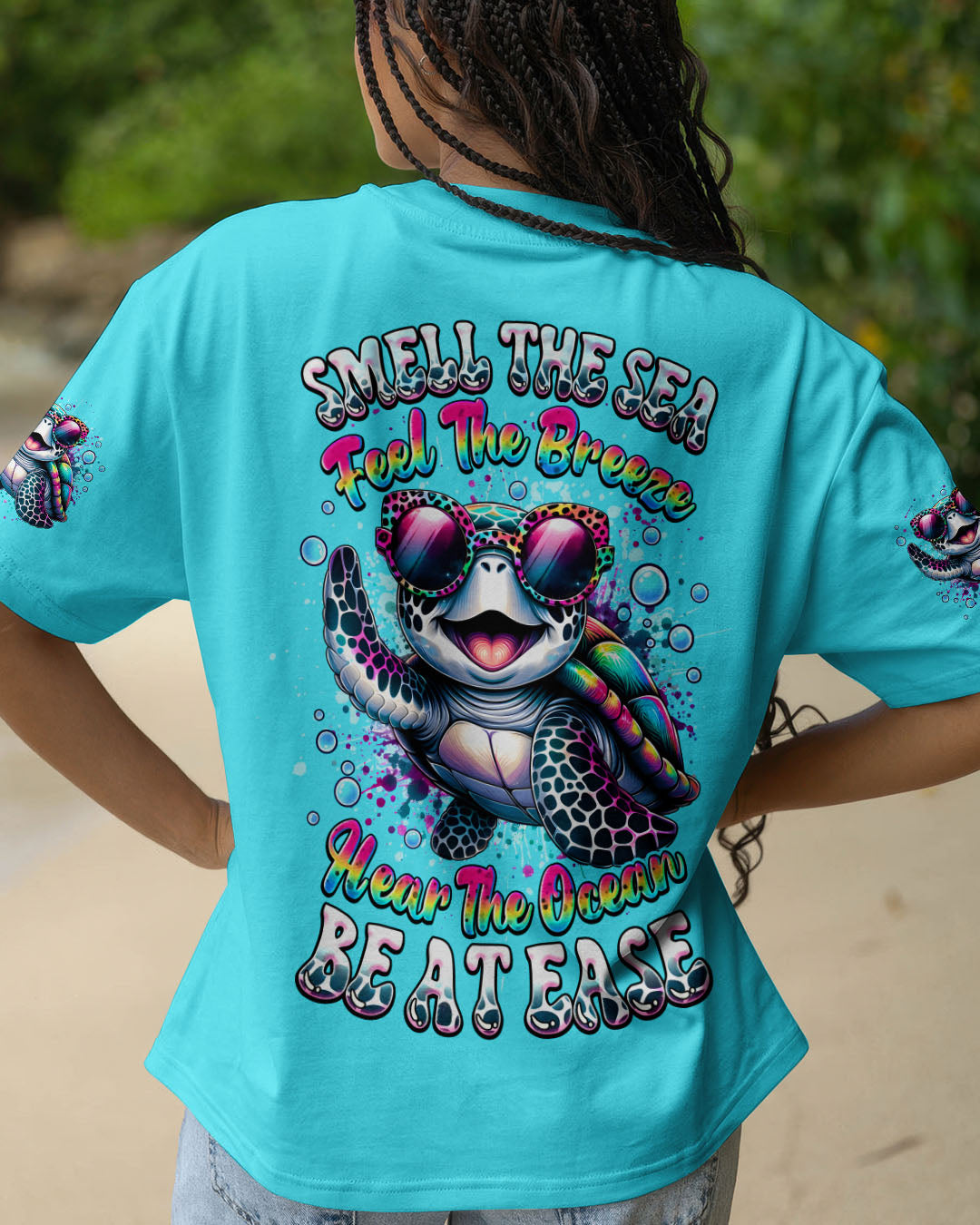 BLISSCORNERS SMELL THE SEA FEEL THE BREEZE TURTLE ALL OVER PRINT
