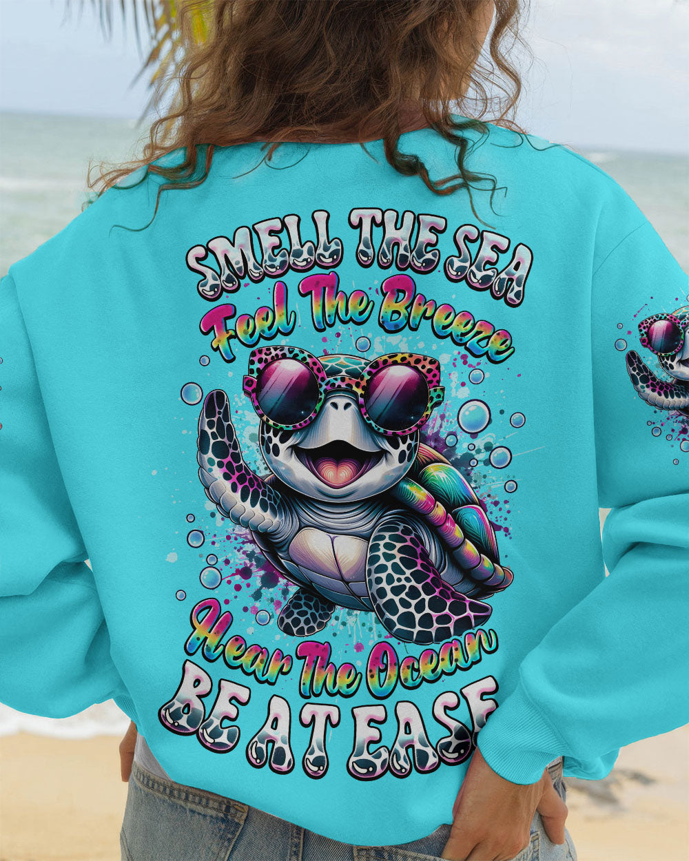 BLISSCORNERS SMELL THE SEA FEEL THE BREEZE TURTLE ALL OVER PRINT