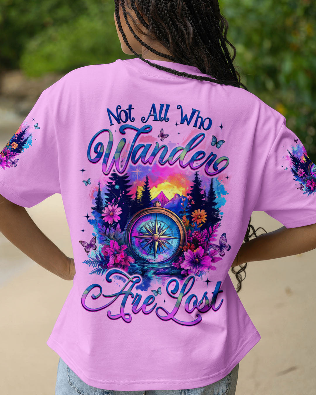 BLISSCORNERS NOT ALL WHO WANDER ARE LOST COMPASS ALL OVER PRINT