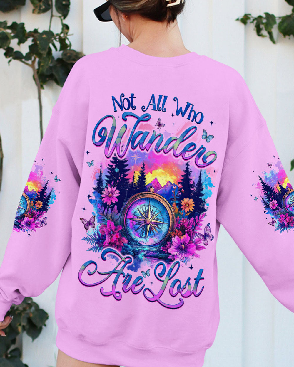 BLISSCORNERS NOT ALL WHO WANDER ARE LOST COMPASS ALL OVER PRINT