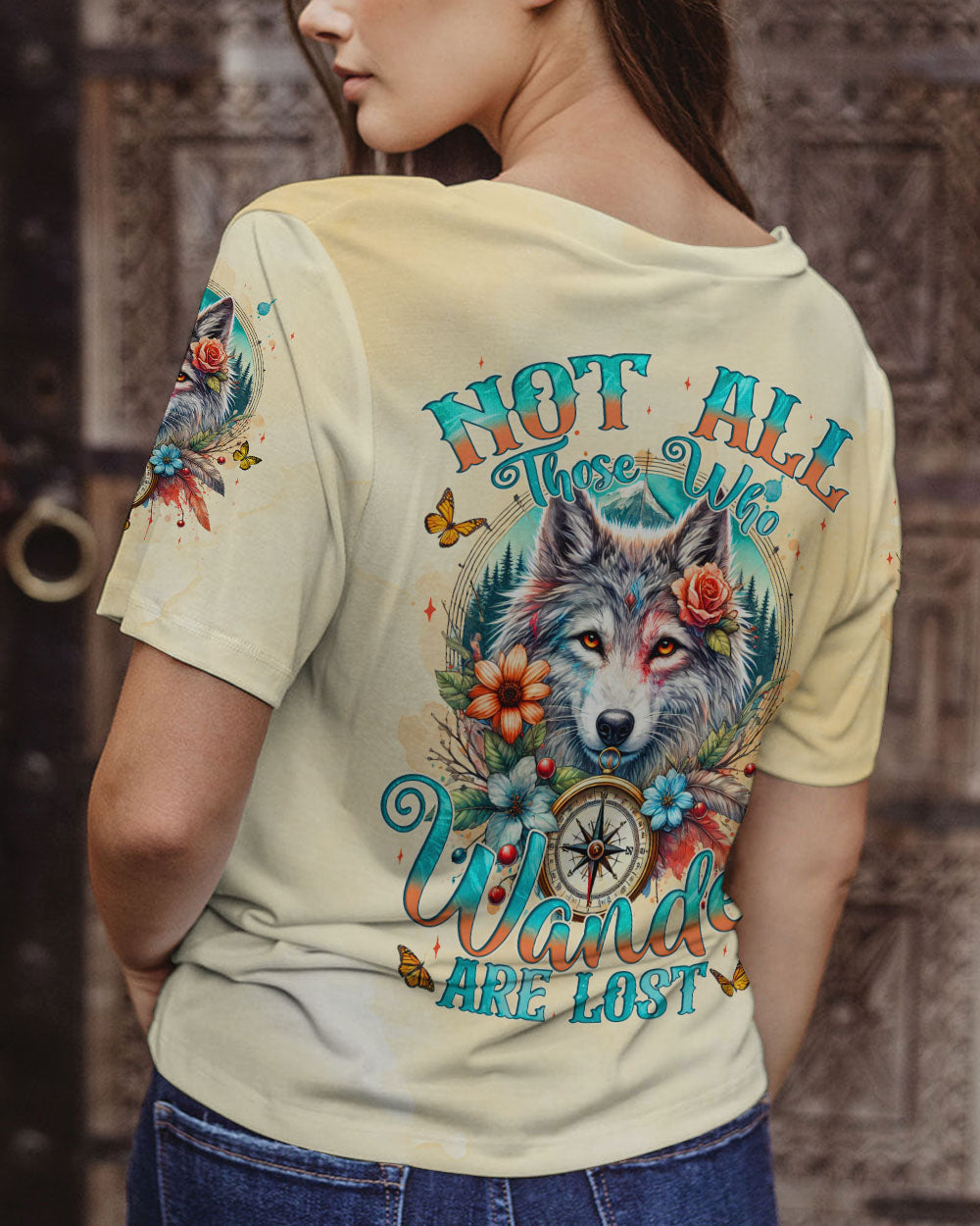 BLISSCORNERS NOT ALL THOSE WHO WANDER ARE LOST WOLF ALL OVER PRINT