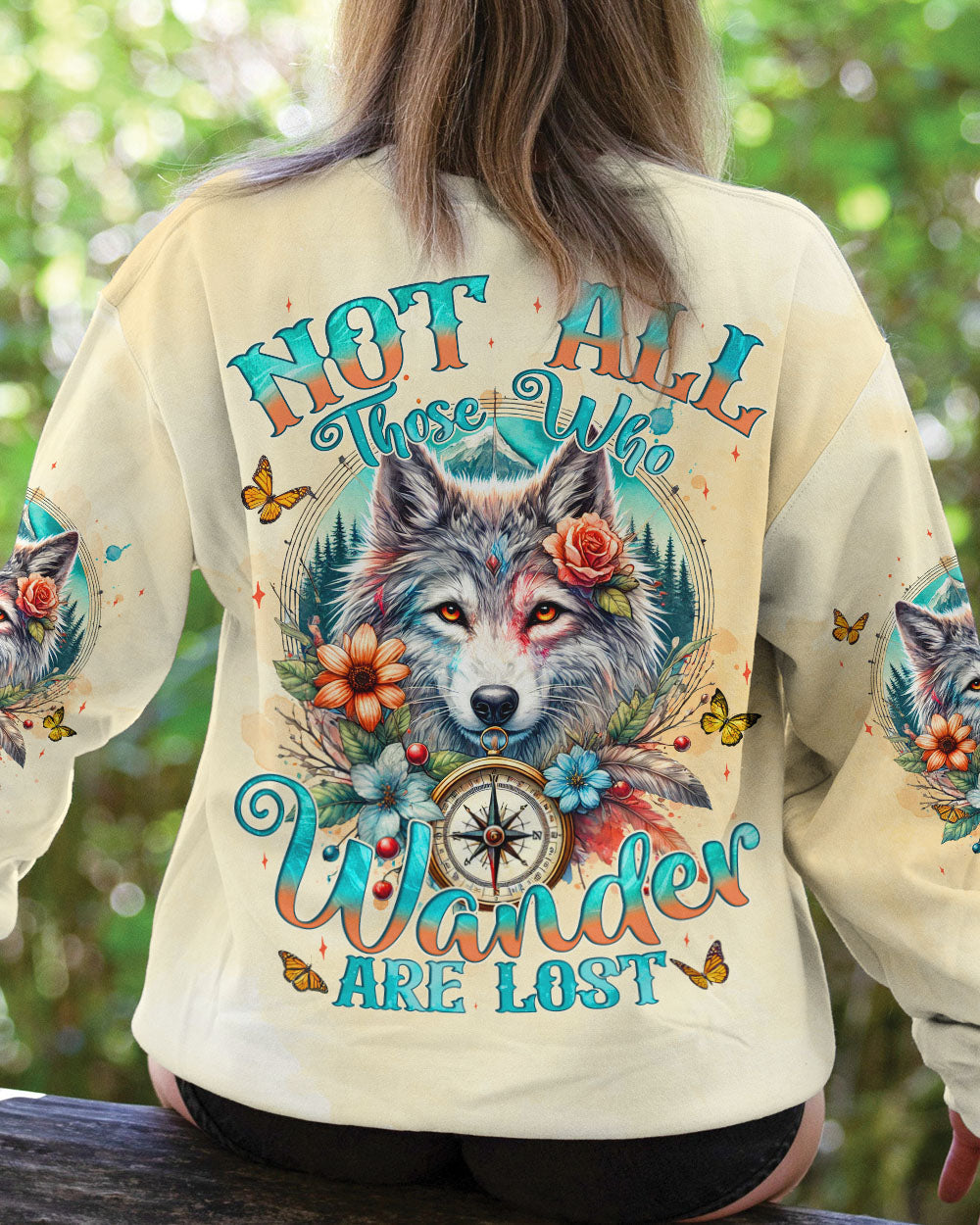 BLISSCORNERS NOT ALL THOSE WHO WANDER ARE LOST WOLF ALL OVER PRINT