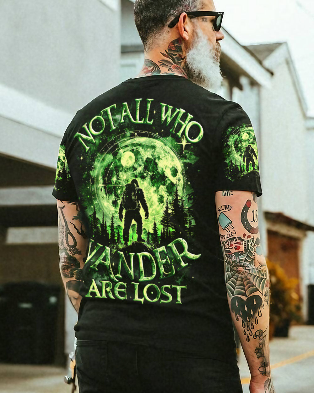 BLISSCORNERS NOT ALL WHO WANDER ARE LOST BIGFOOT ALL OVER PRINT