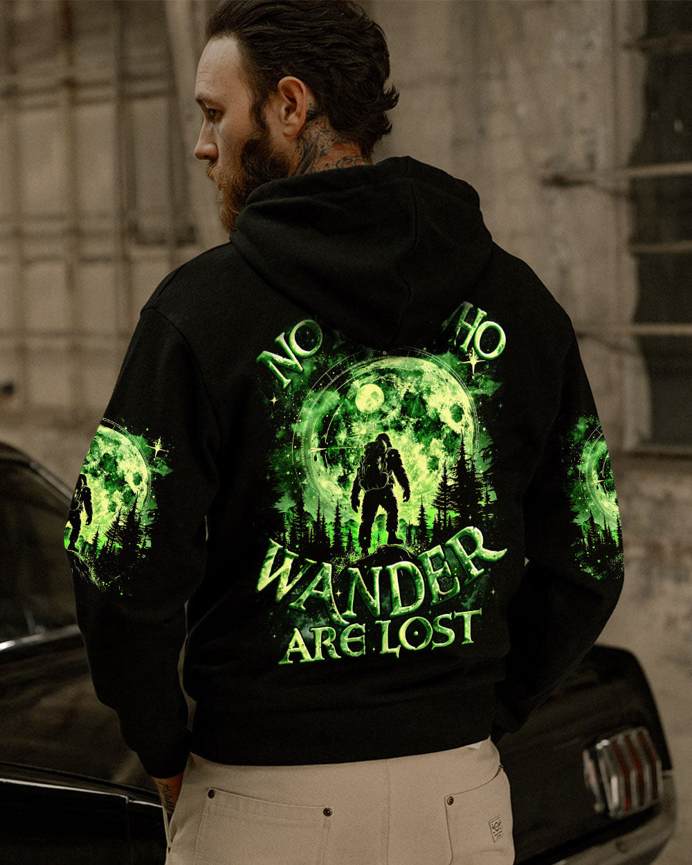 BLISSCORNERS NOT ALL WHO WANDER ARE LOST BIGFOOT ALL OVER PRINT