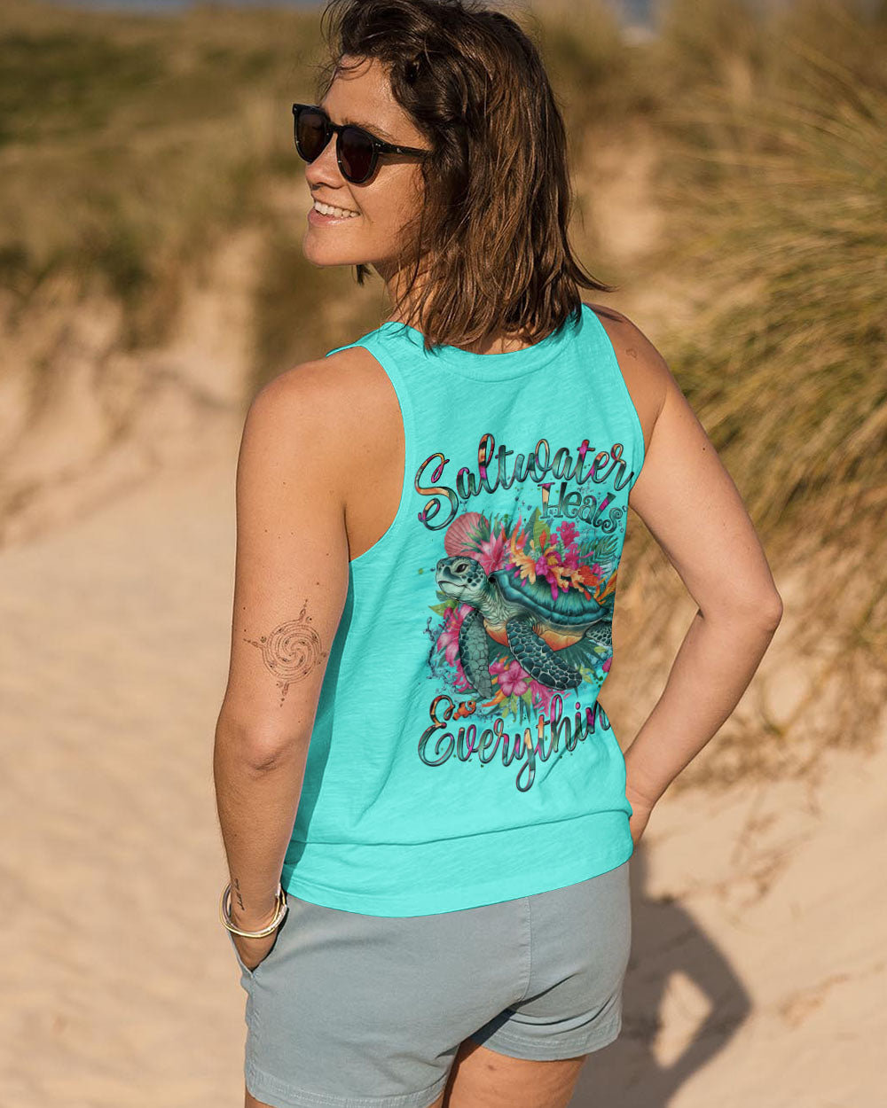 BLISSCORNERS SALTWATER HEALS EVERYTHING TURTLE ALL OVER PRINT