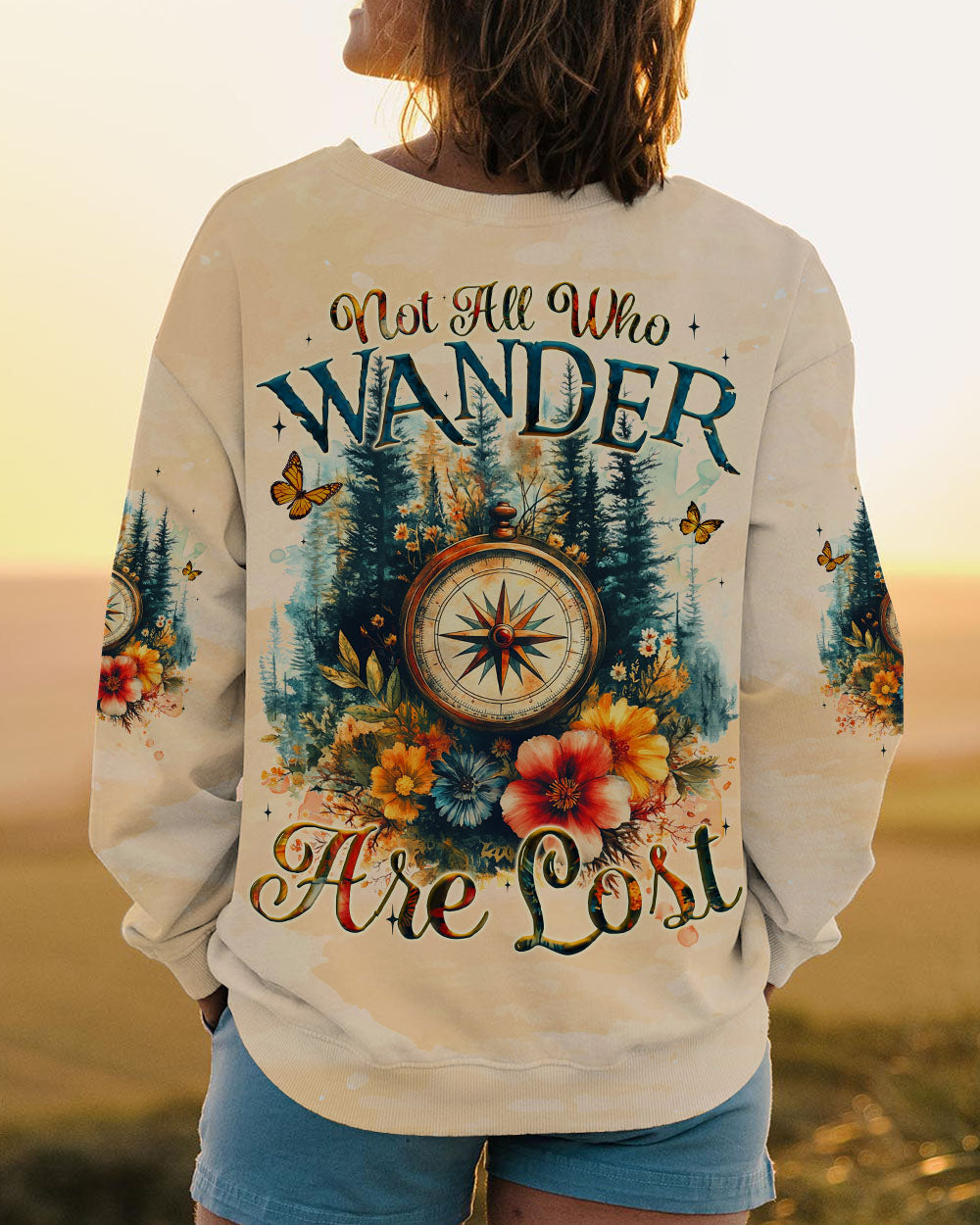 BLISSCORNERS NOT ALL WHO WANDER ARE LOST COMPASS ALL OVER PRINT