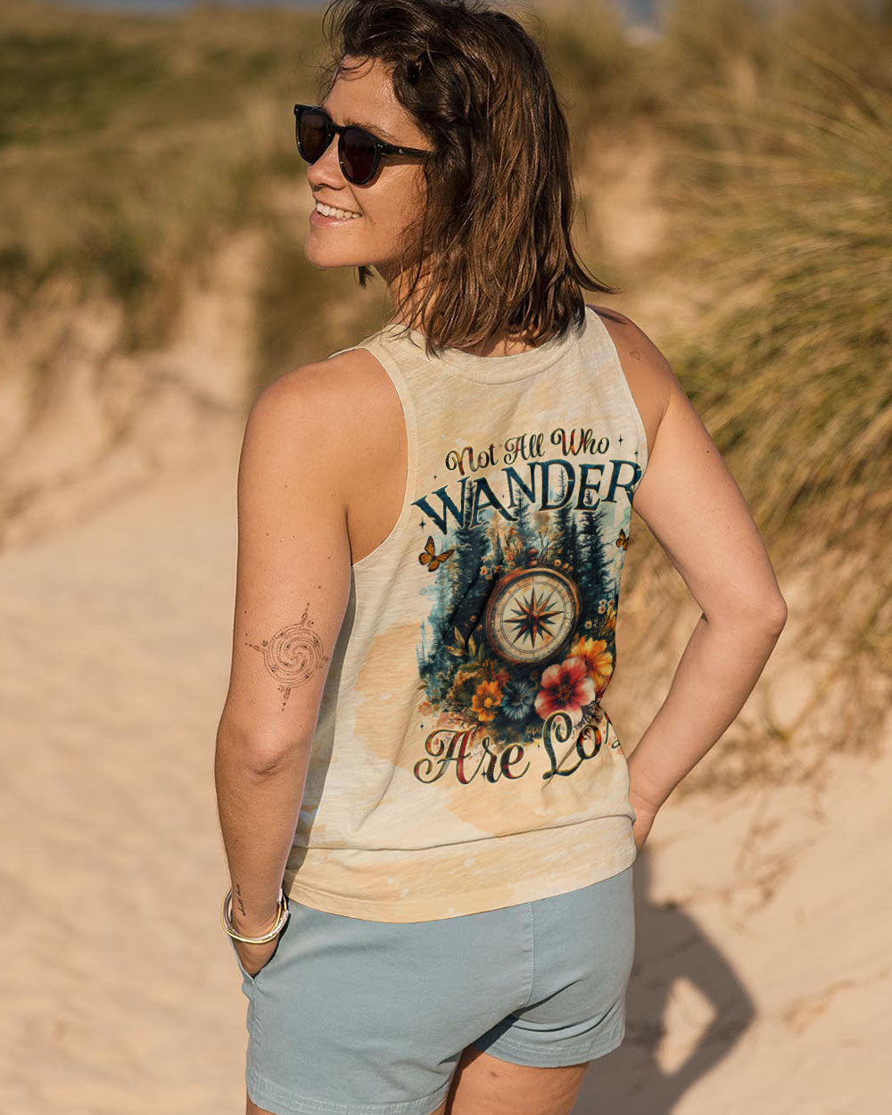 BLISSCORNERS NOT ALL WHO WANDER ARE LOST COMPASS ALL OVER PRINT