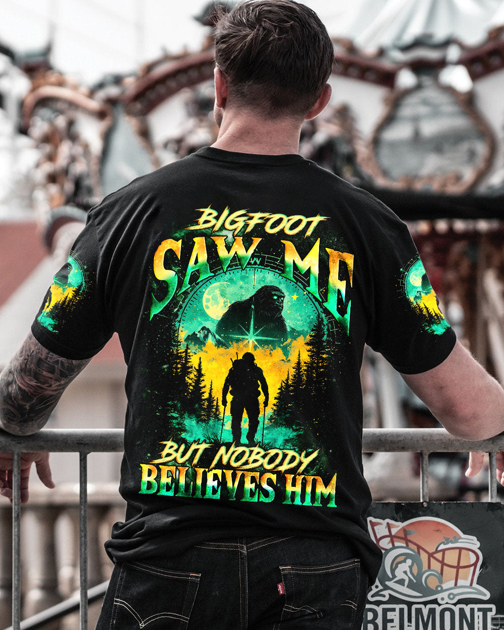 BLISSCORNERS BIGFOOT SAW ME BUT NOBODY BELIEVES HIM ALL OVER PRINT