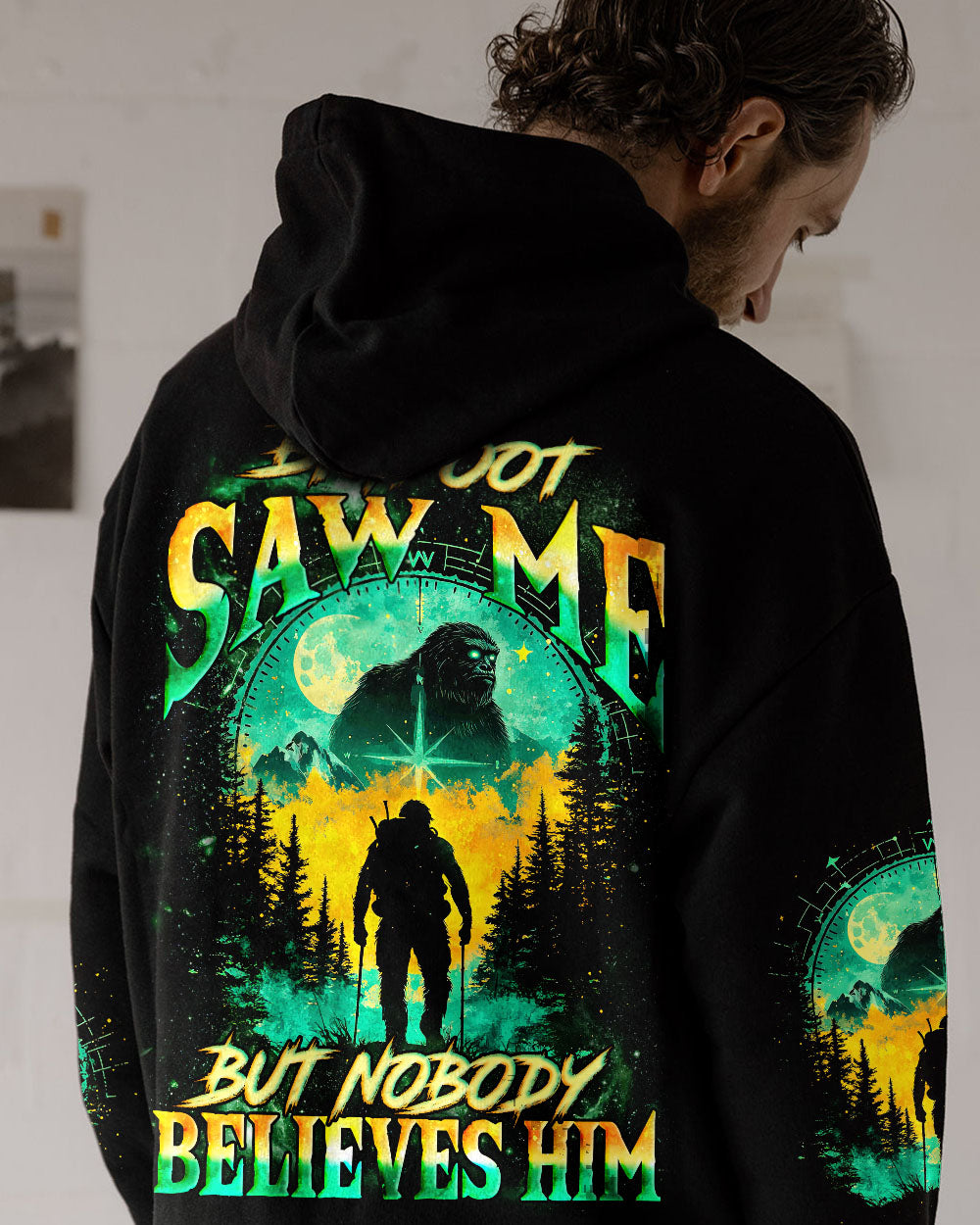 BLISSCORNERS BIGFOOT SAW ME BUT NOBODY BELIEVES HIM ALL OVER PRINT