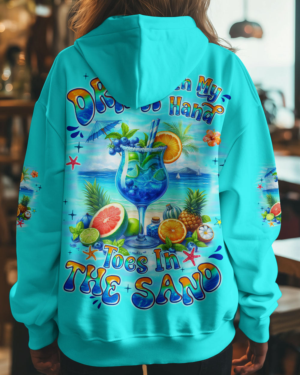 BLISSCORNERS DRINK IN MY HAND TOES IN THE SAND ALL OVER PRINT