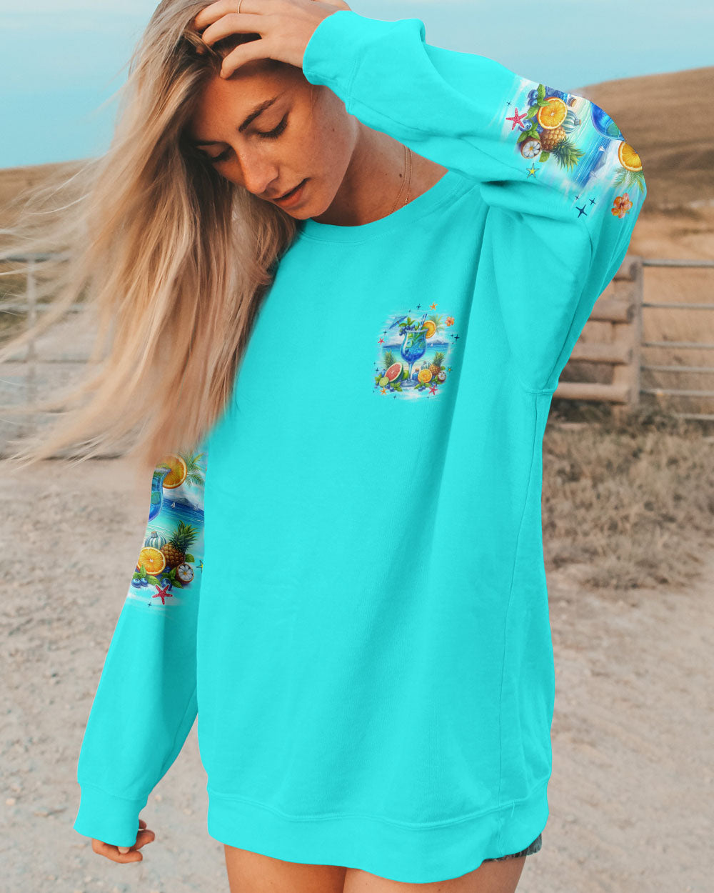 BLISSCORNERS DRINK IN MY HAND TOES IN THE SAND ALL OVER PRINT