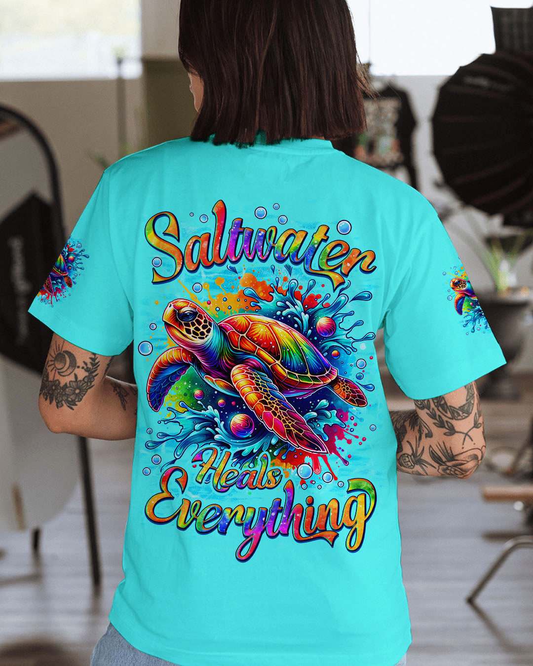 BLISSCORNERS SALTWATER HEALS EVERYTHING TURTLE ALL OVER PRINT