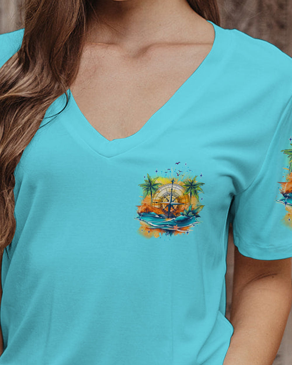 BLISSCORNERS LET THE WAVES CARRY YOU COMPASS ALL OVER PRINT