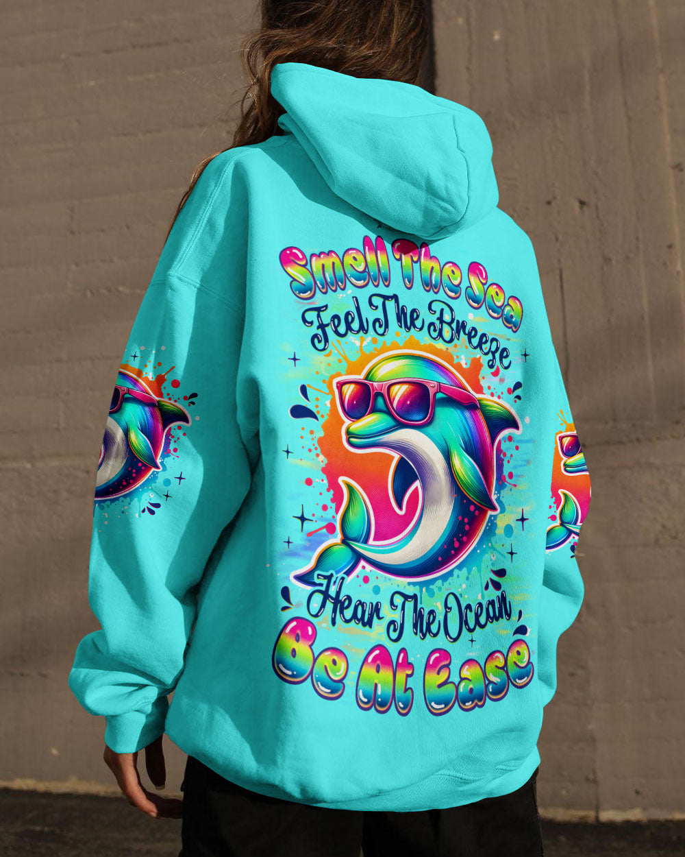 BLISSCORNERS SMELL THE SEA FEEL THE BREEZE  DOLPHIN ALL OVER PRINT