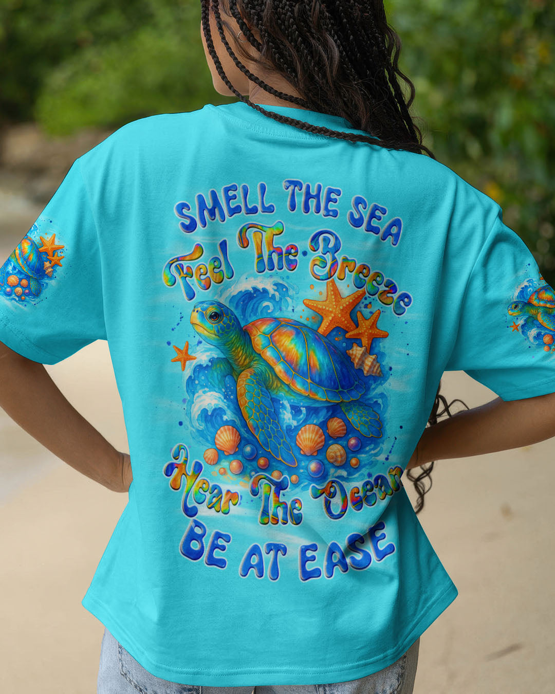 BLISSCORNERS SMELL THE SEA FEEL THE BREEZE TURTLE ALL OVER PRINT