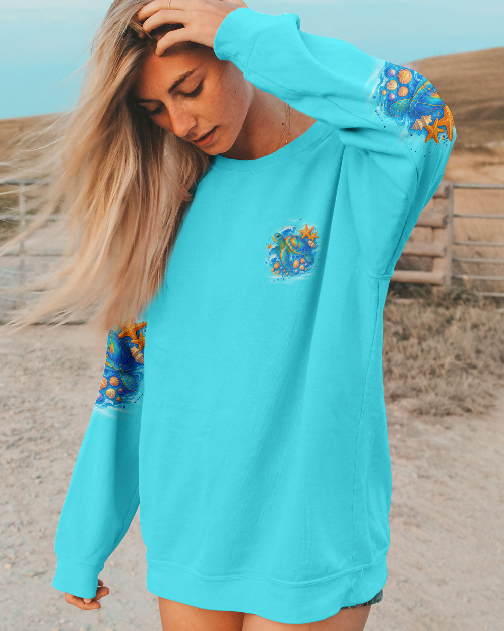 BLISSCORNERS SMELL THE SEA FEEL THE BREEZE TURTLE ALL OVER PRINT