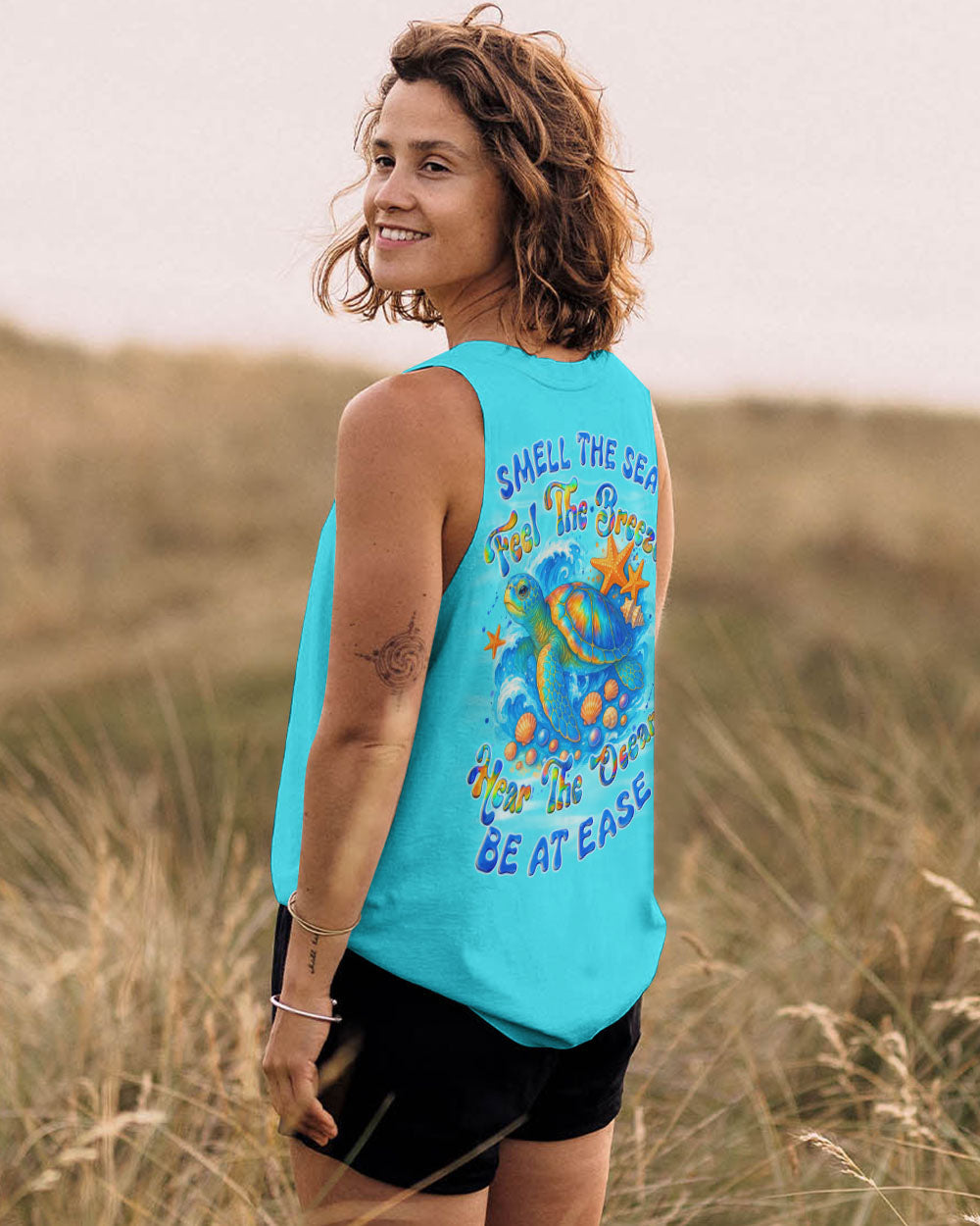 BLISSCORNERS SMELL THE SEA FEEL THE BREEZE TURTLE ALL OVER PRINT
