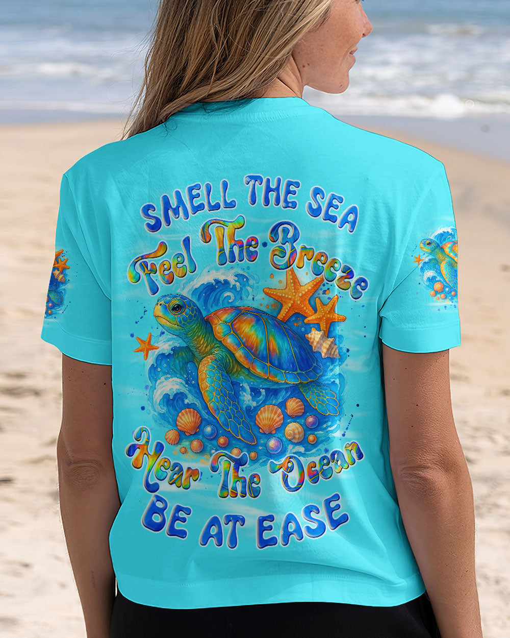 BLISSCORNERS SMELL THE SEA FEEL THE BREEZE TURTLE ALL OVER PRINT
