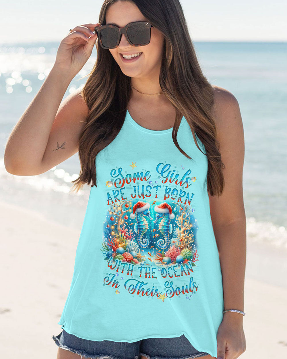 BLISSCORNERS SOME GIRLS ARE JUST BORN SEAHORSE CHRISTMAS ALL OVER PRINT