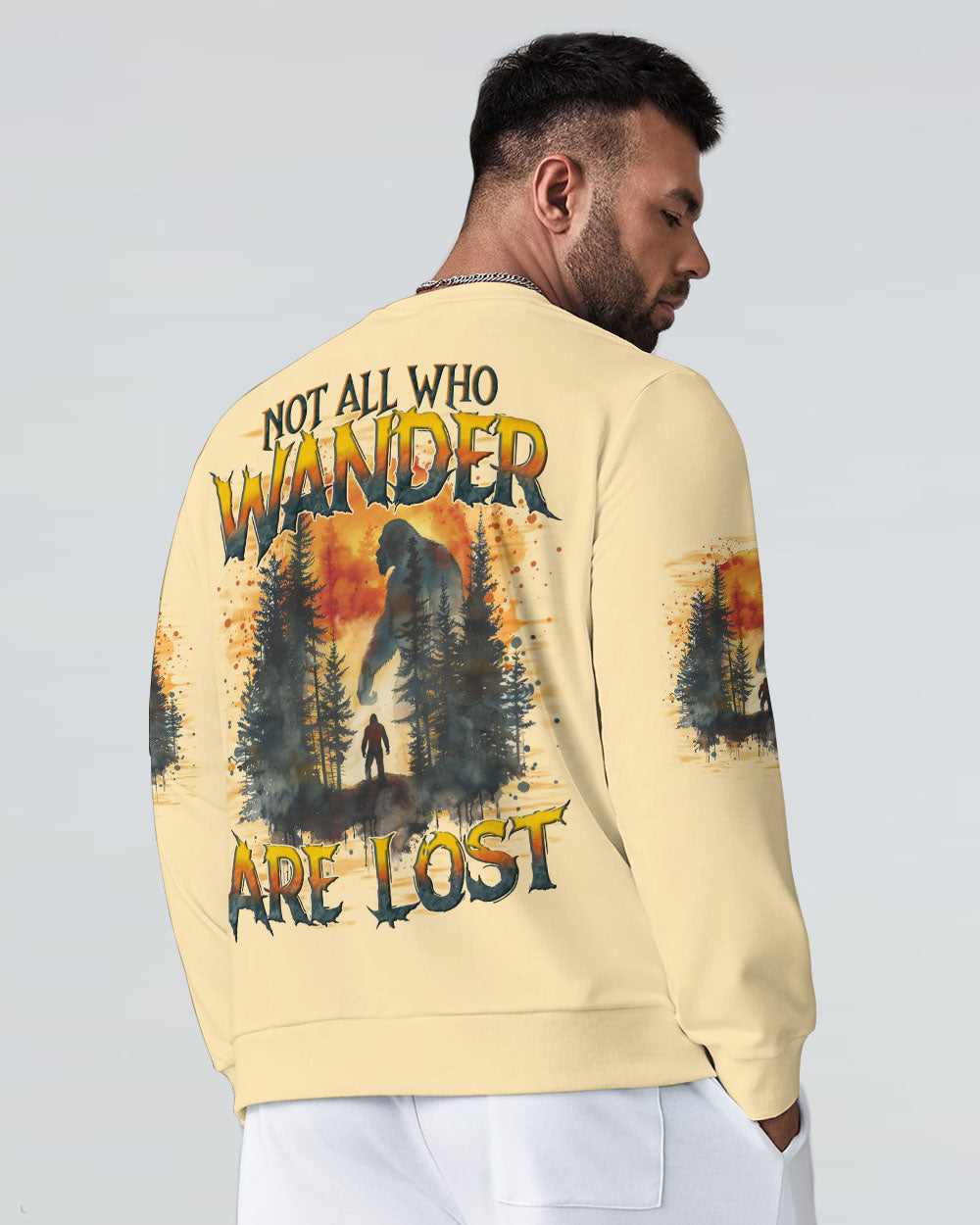 BLISSCORNERS NOT ALL WHO WANDER ARE LOST BIGFOOT ALL OVER PRINT