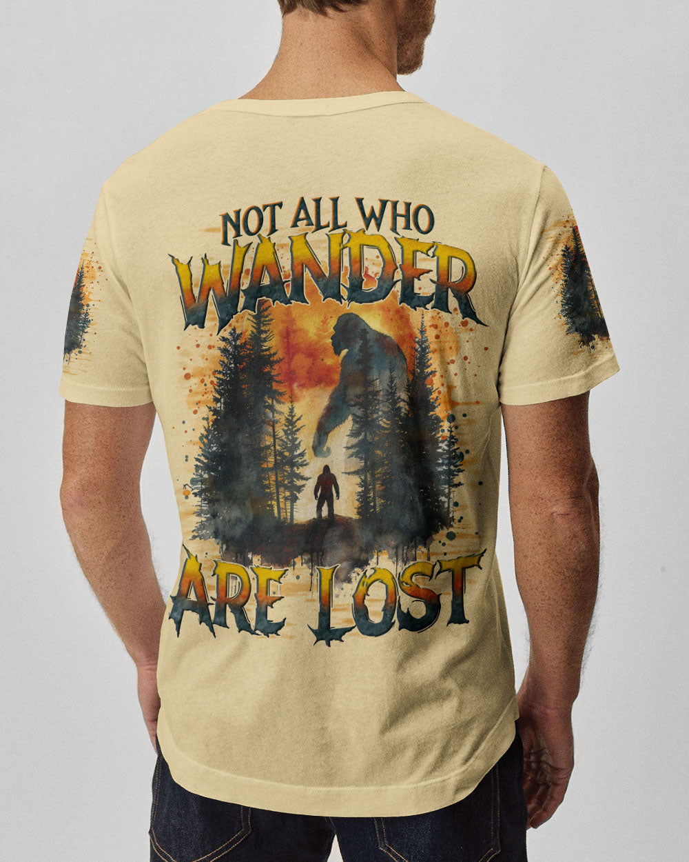 BLISSCORNERS NOT ALL WHO WANDER ARE LOST BIGFOOT ALL OVER PRINT
