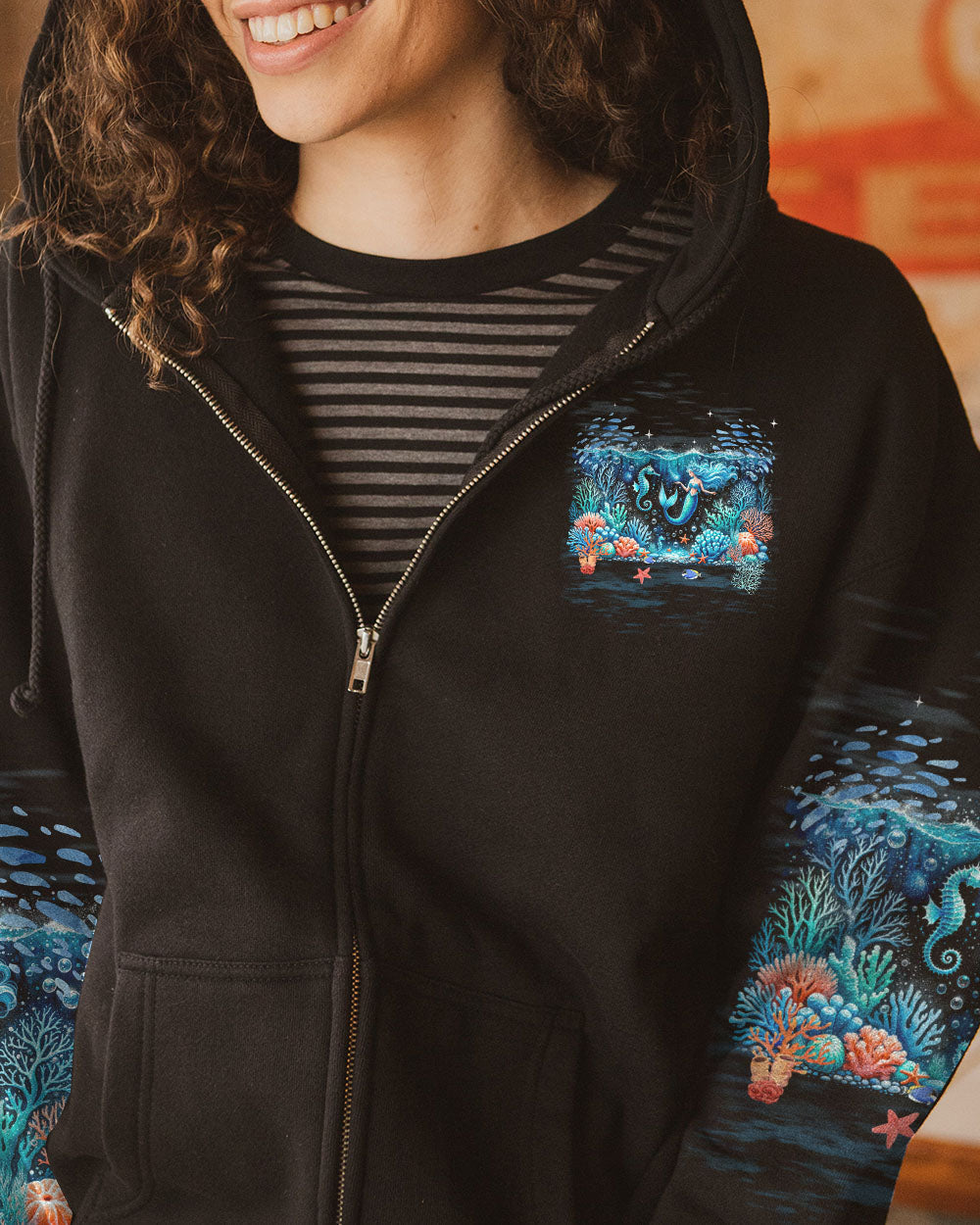 BLISSCORNERS SOME GIRLS ARE JUST BORN MERMAID AND SEAHORSE ALL OVER PRINT