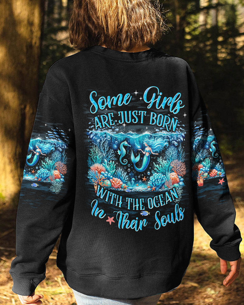 BLISSCORNERS SOME GIRLS ARE JUST BORN MERMAID AND SEAHORSE ALL OVER PRINT