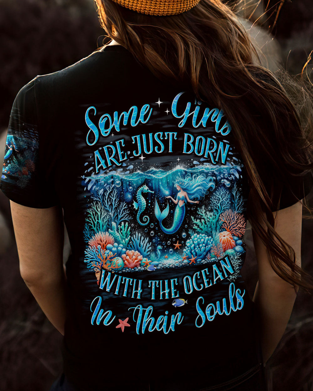 BLISSCORNERS SOME GIRLS ARE JUST BORN MERMAID AND SEAHORSE ALL OVER PRINT