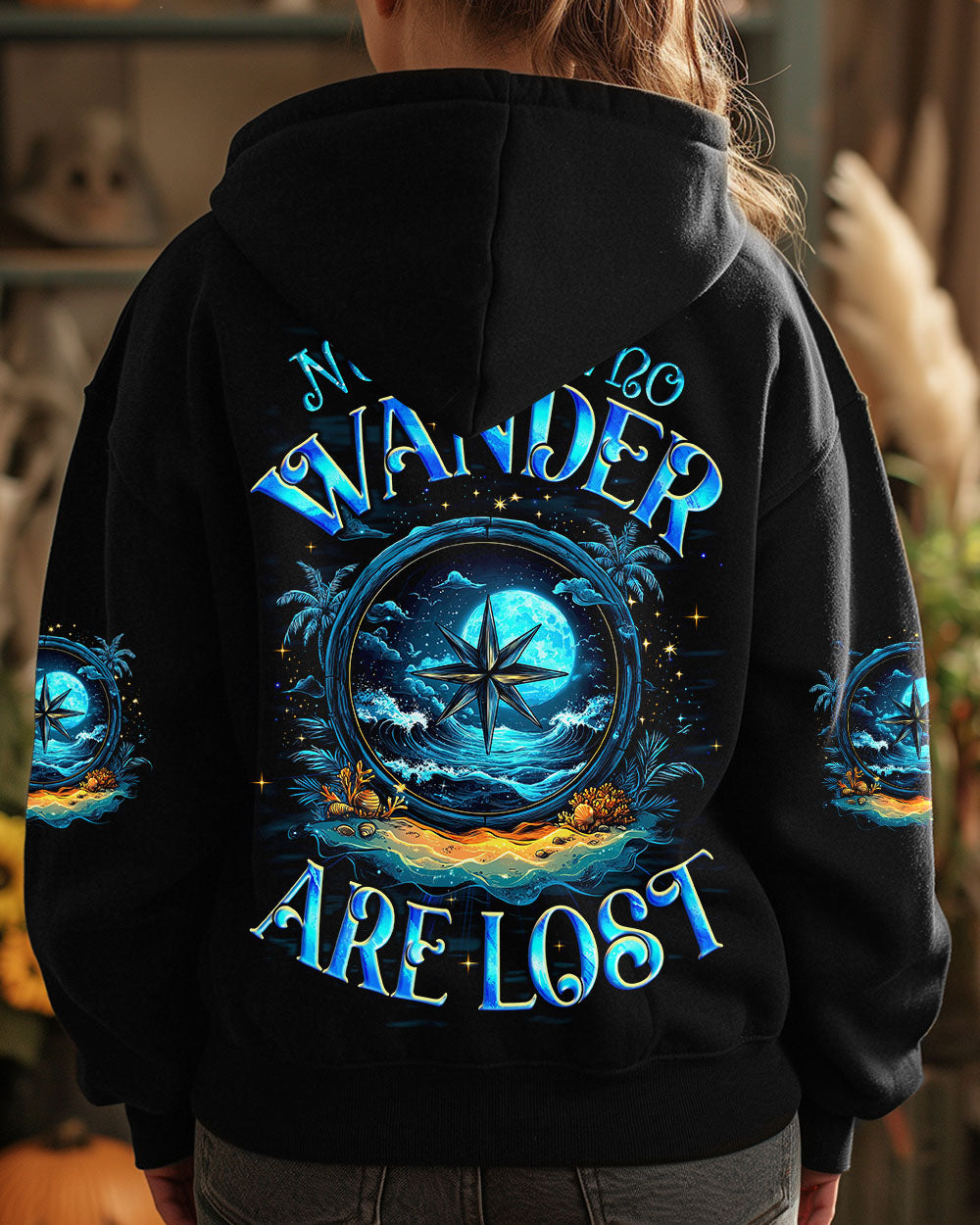 BLISSCORNERS NOT ALL WHO WANDER ARE LOST COMPASS ALL OVER PRINT