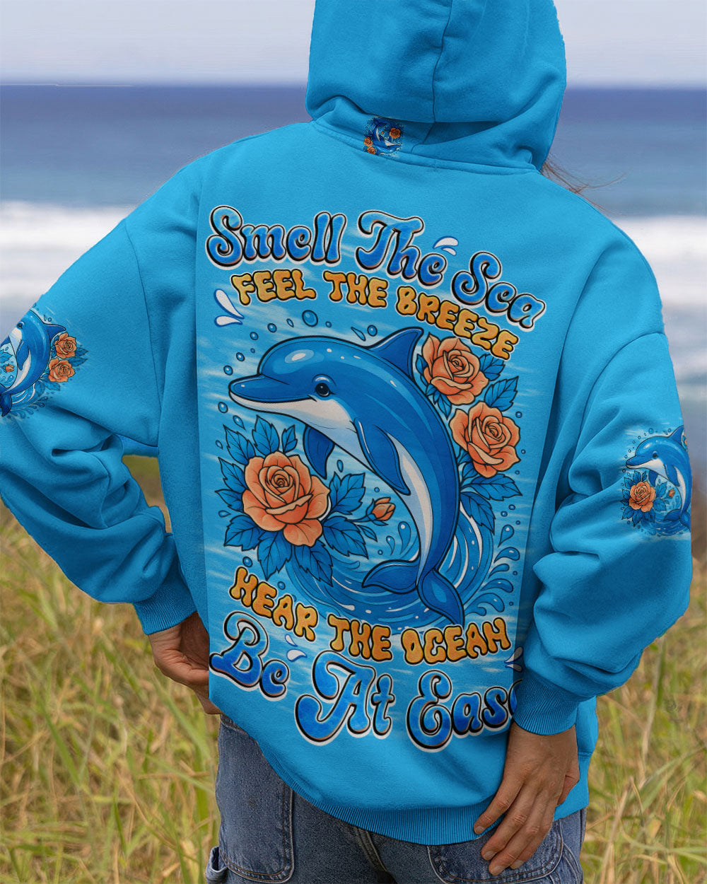 BLISSCORNERS SMELL THE SEA FEEL THE BREEZE DOLPHIN ALL OVER PRINT