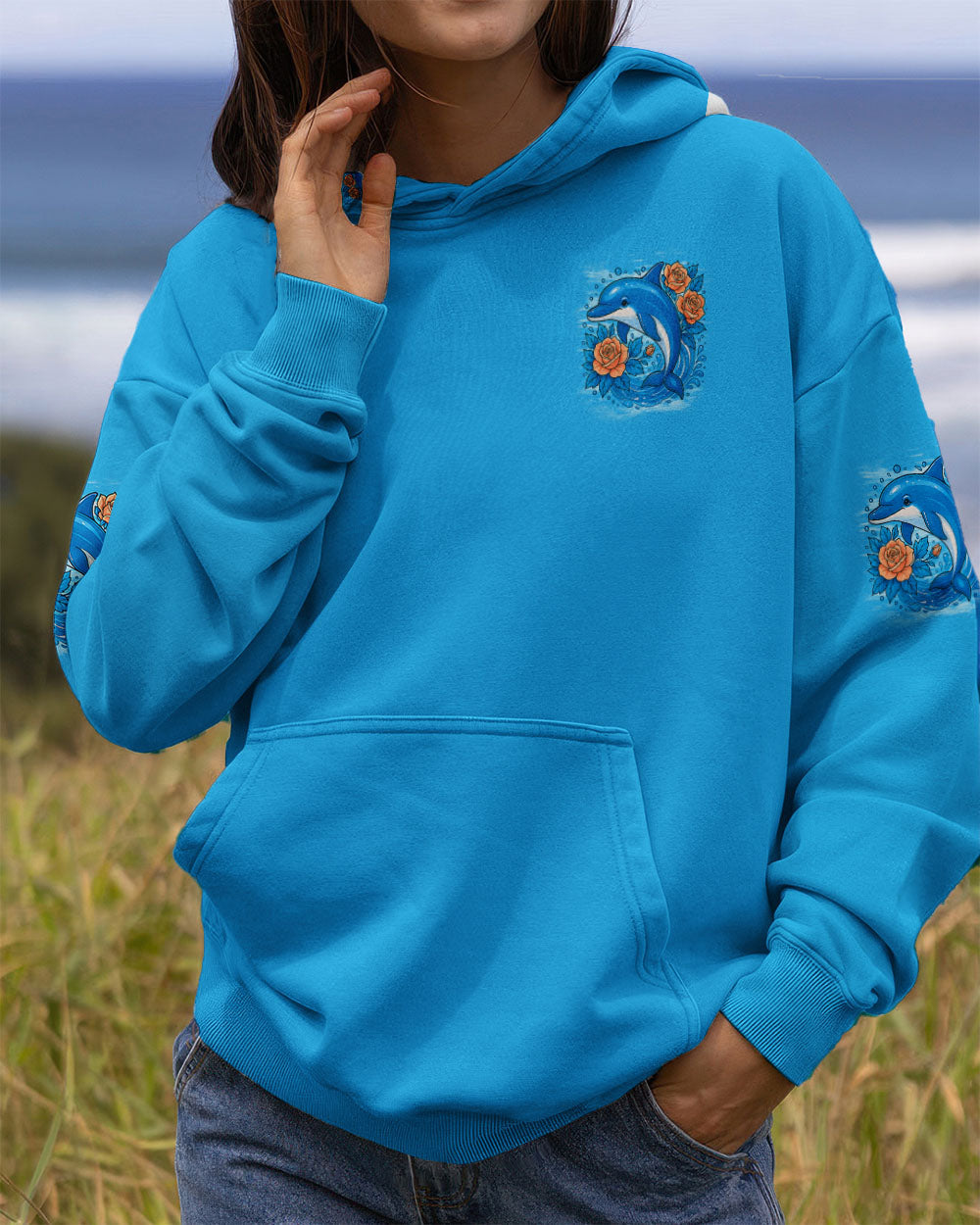 BLISSCORNERS SMELL THE SEA FEEL THE BREEZE DOLPHIN ALL OVER PRINT