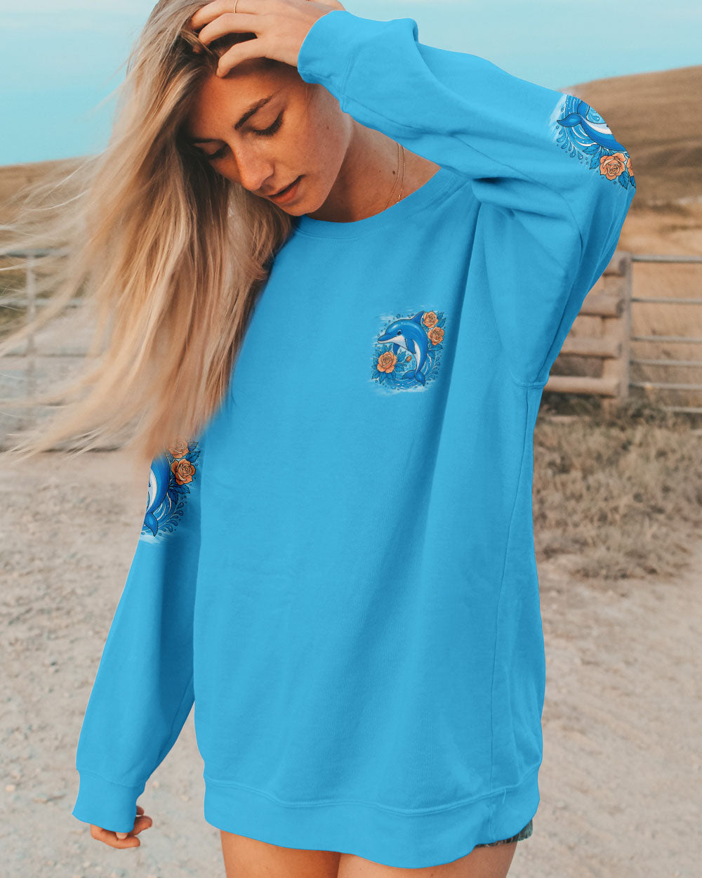 BLISSCORNERS SMELL THE SEA FEEL THE BREEZE DOLPHIN ALL OVER PRINT