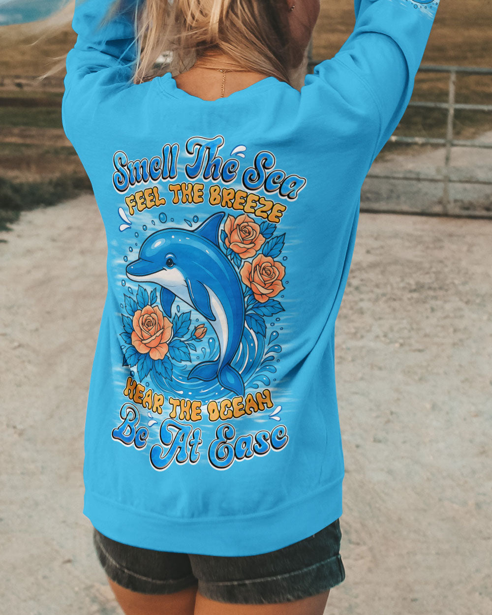 BLISSCORNERS SMELL THE SEA FEEL THE BREEZE DOLPHIN ALL OVER PRINT
