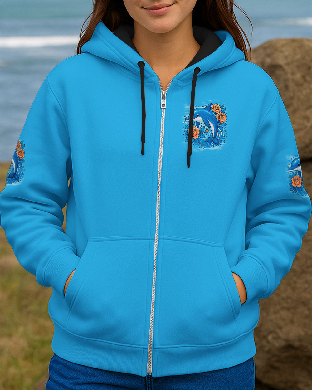 BLISSCORNERS SMELL THE SEA FEEL THE BREEZE DOLPHIN ALL OVER PRINT