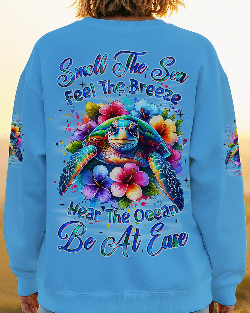 BLISSCORNERS SMELL THE SEA FEEL THE BREEZE TURTLE ALL OVER PRINT