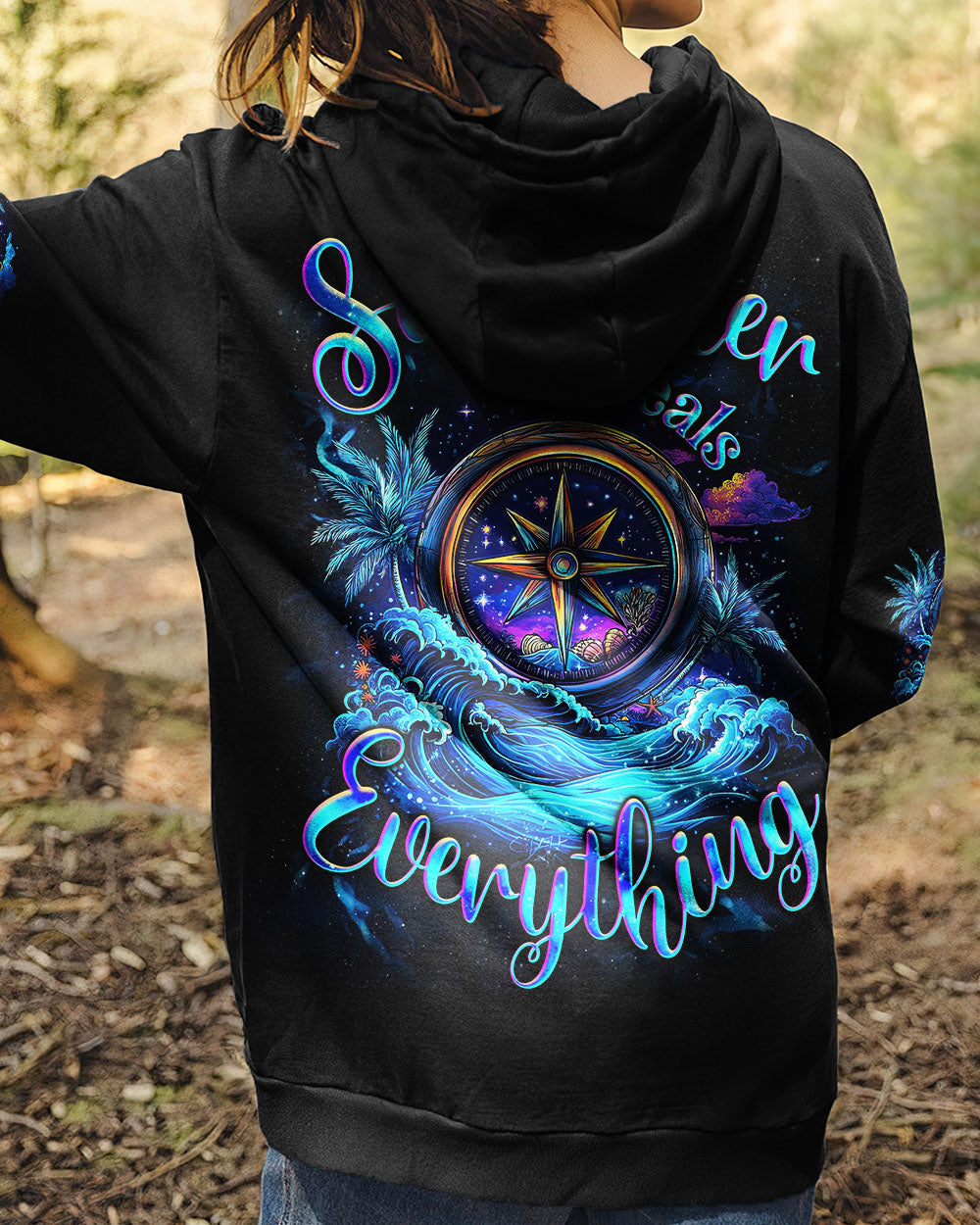 BLISSCORNERS SALTWATER HEALS EVERYTHING COMPASS ALL OVER PRINT