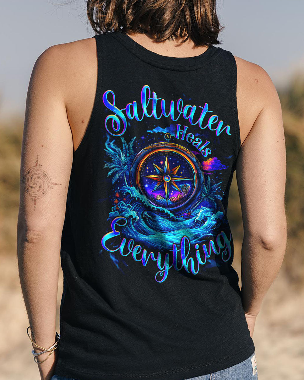 BLISSCORNERS SALTWATER HEALS EVERYTHING COMPASS ALL OVER PRINT