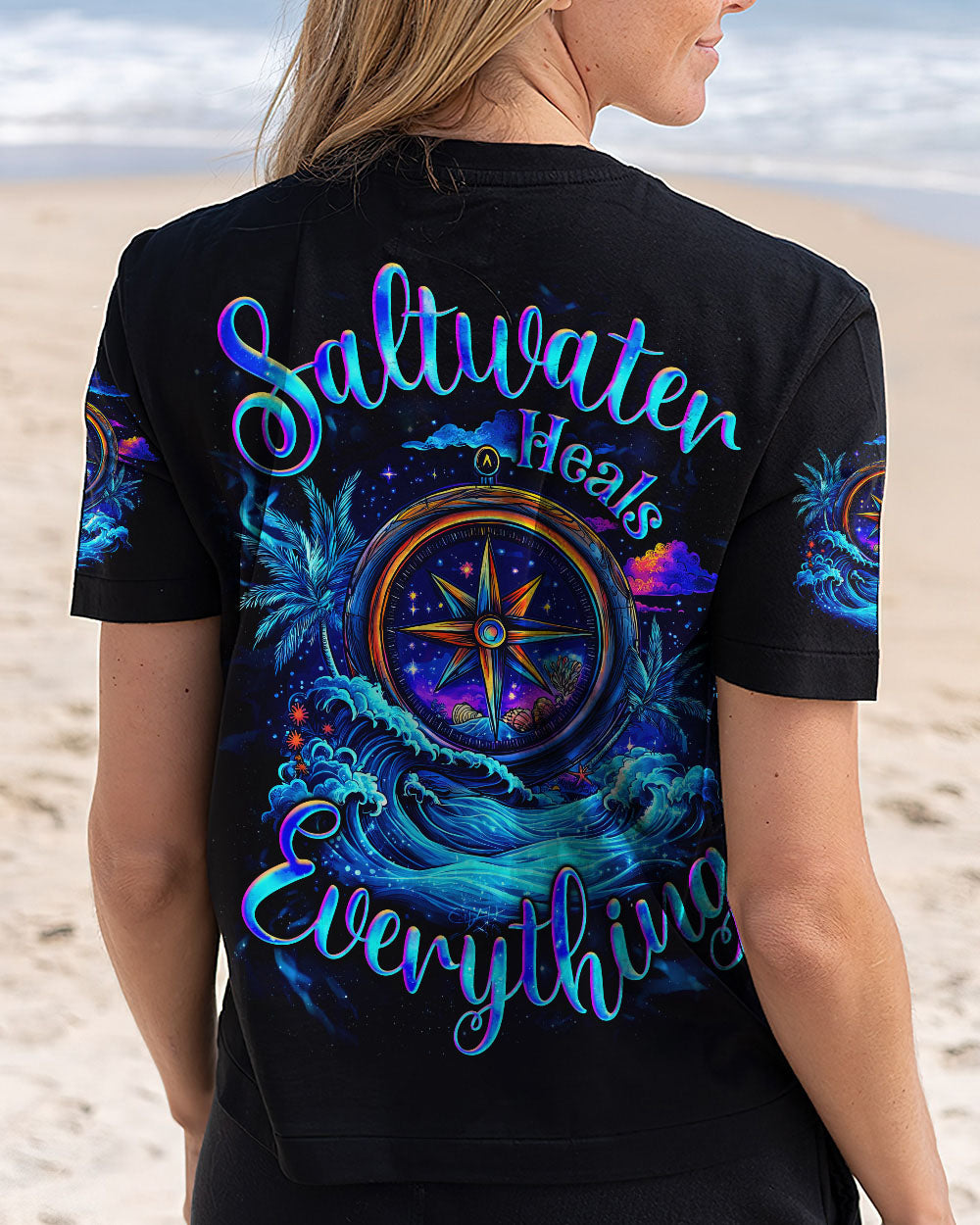 BLISSCORNERS SALTWATER HEALS EVERYTHING COMPASS ALL OVER PRINT