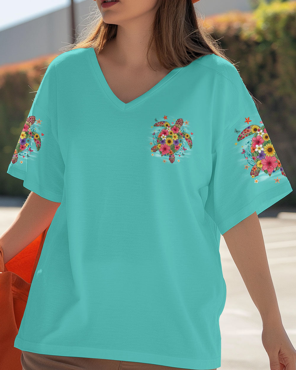 BLISSCORNERS SALTWATER HEALS EVERYTHING TURTLE FLOWERS ALL OVER PRINT
