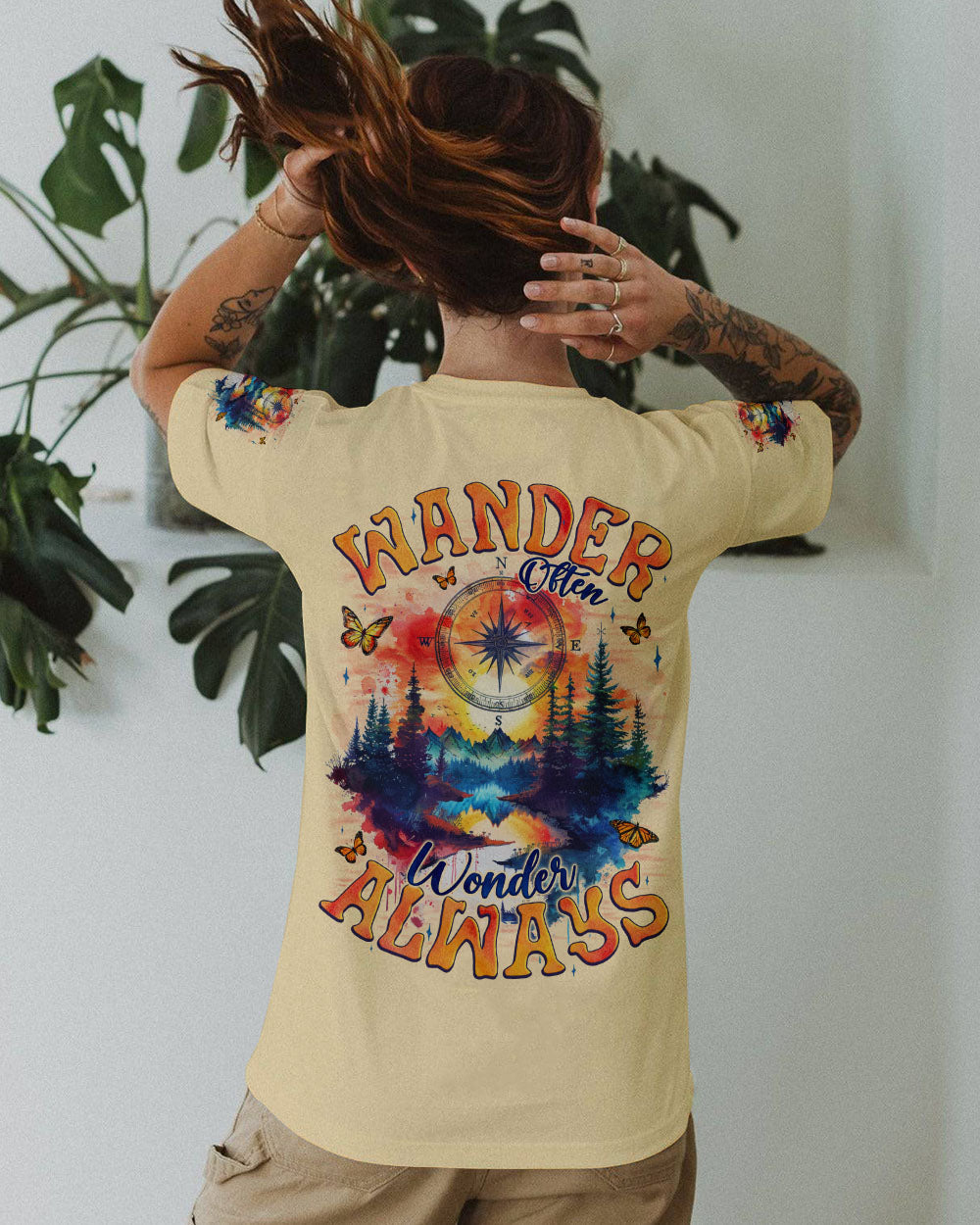 BLISSCORNERS WANDER OFTEN WONDER ALWAYS COMPASS ALL OVER PRINT