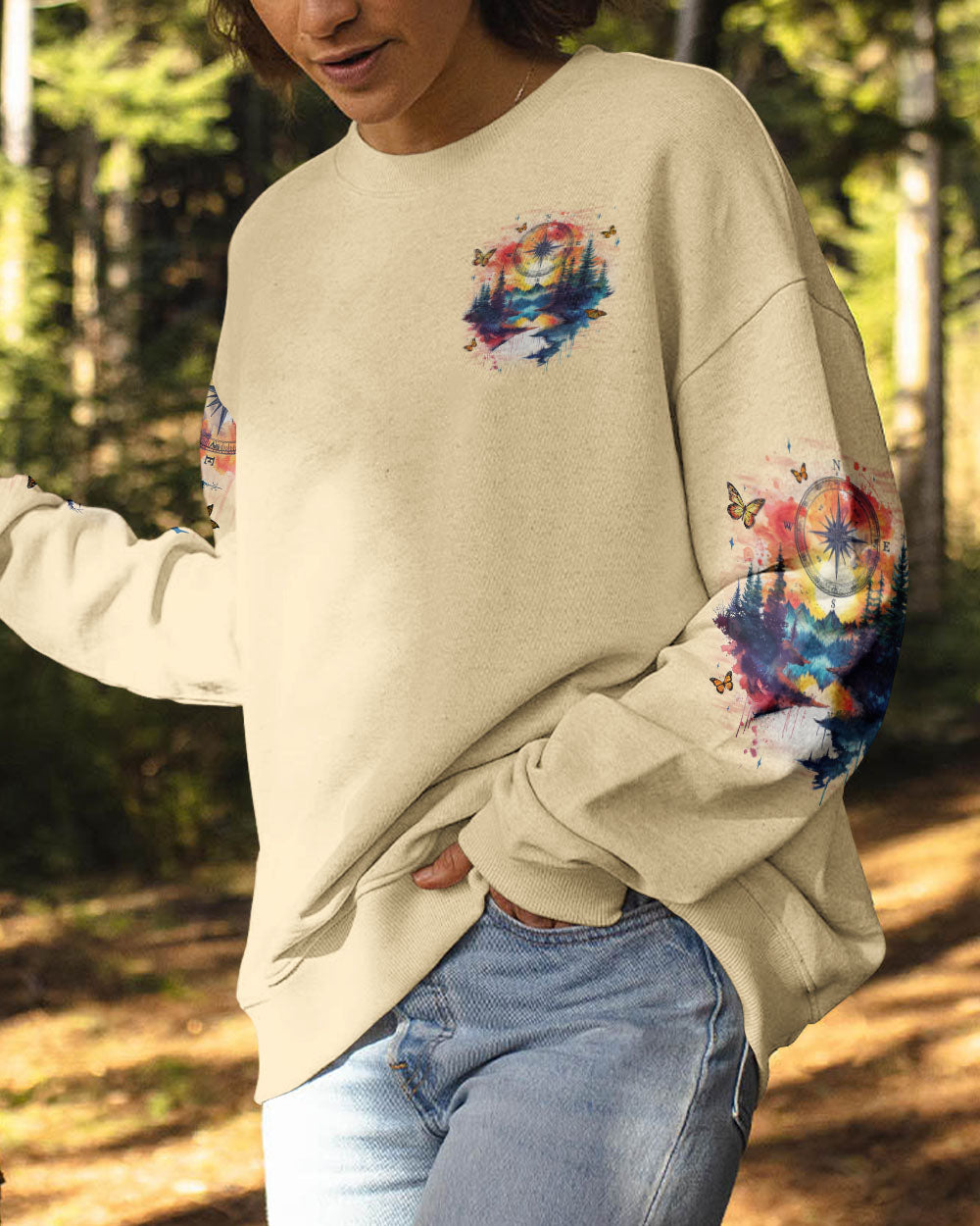 BLISSCORNERS WANDER OFTEN WONDER ALWAYS COMPASS ALL OVER PRINT