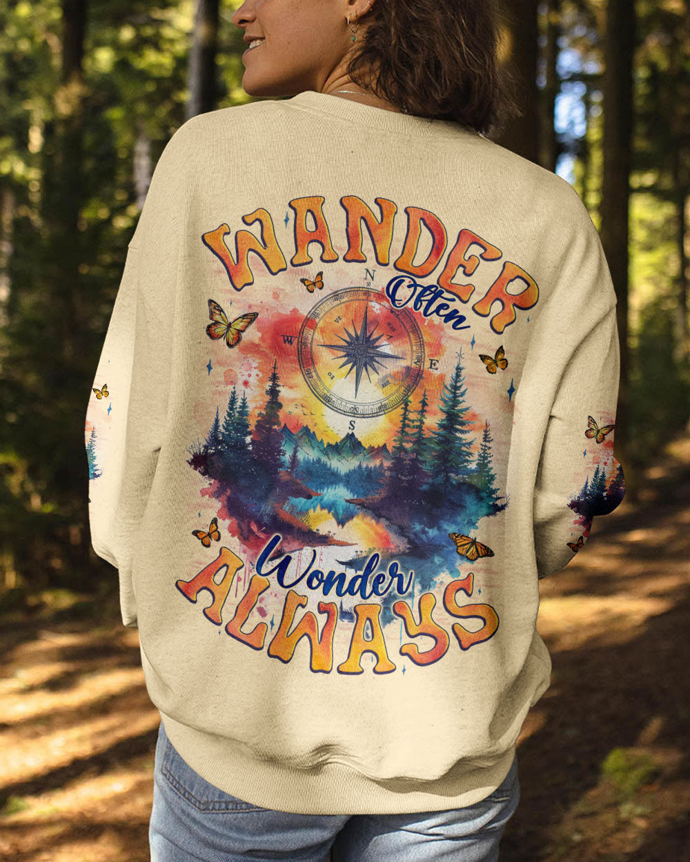 BLISSCORNERS WANDER OFTEN WONDER ALWAYS COMPASS ALL OVER PRINT