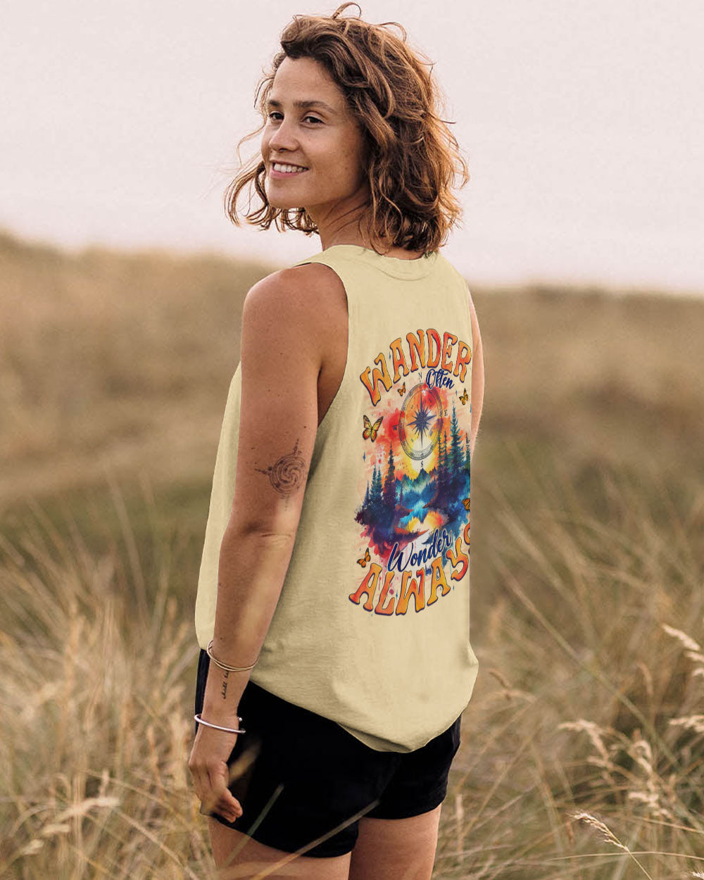 BLISSCORNERS WANDER OFTEN WONDER ALWAYS COMPASS ALL OVER PRINT