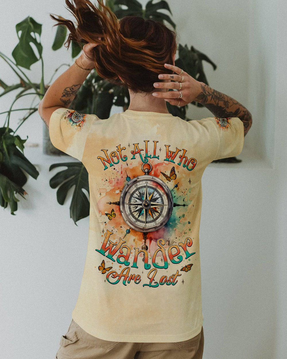 BLISSCORNERS NOT ALL WHO WANDER ARE LOST COMPASS ALL OVER PRINT
