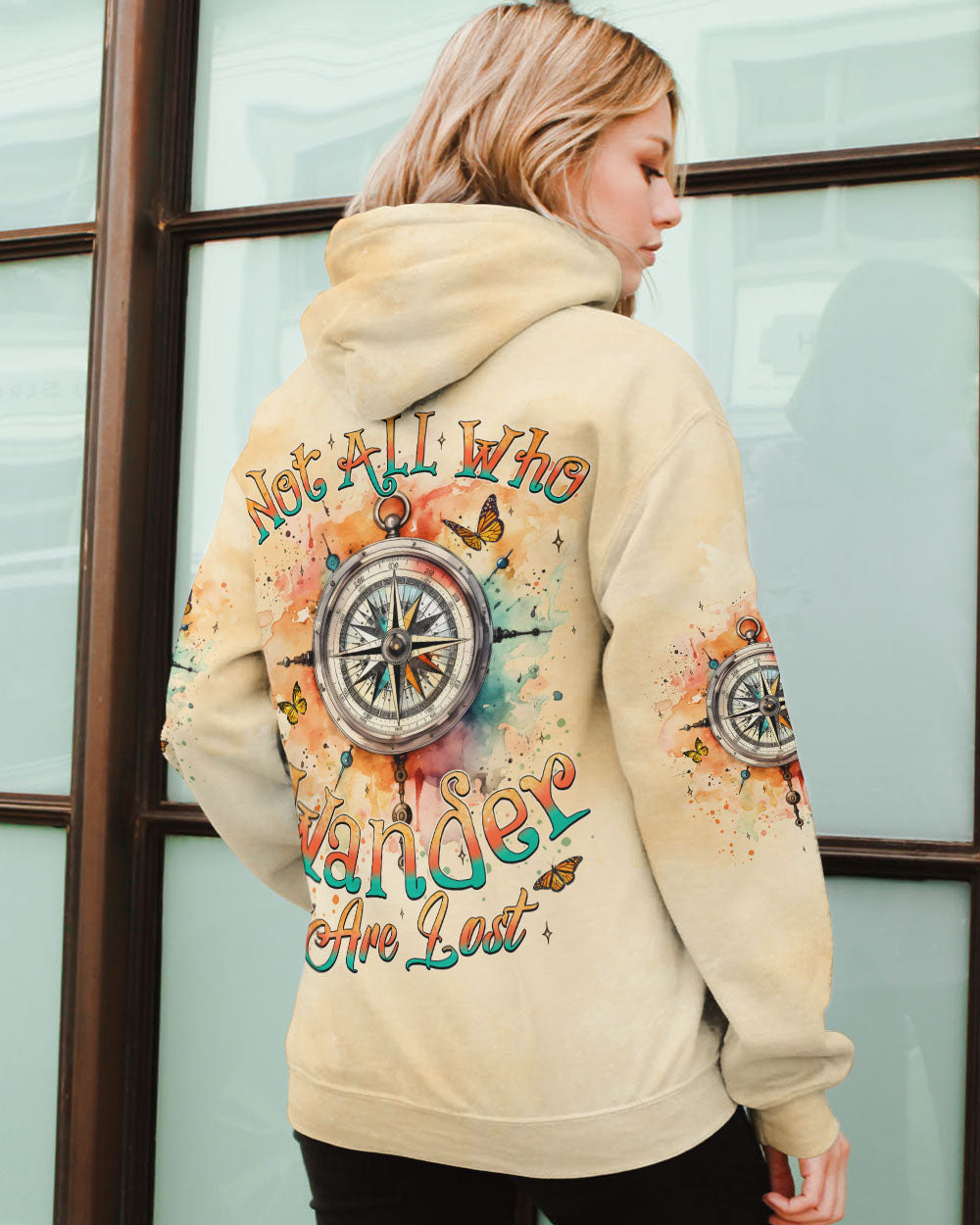 BLISSCORNERS NOT ALL WHO WANDER ARE LOST COMPASS ALL OVER PRINT