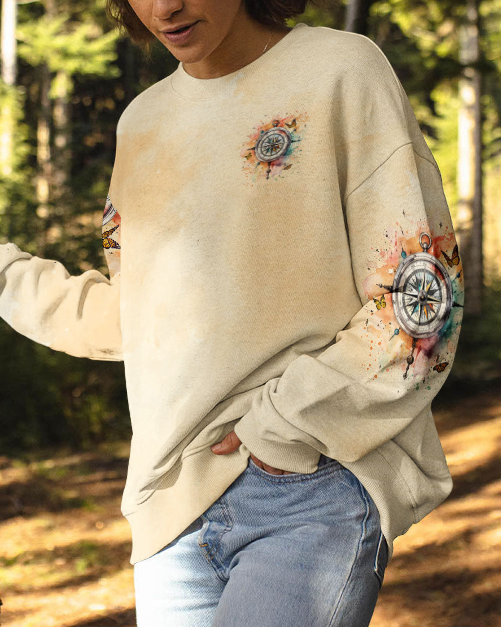 BLISSCORNERS NOT ALL WHO WANDER ARE LOST COMPASS ALL OVER PRINT