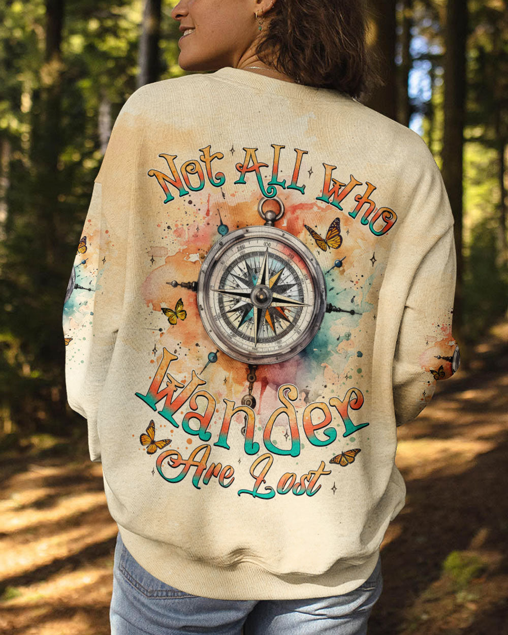 BLISSCORNERS NOT ALL WHO WANDER ARE LOST COMPASS ALL OVER PRINT