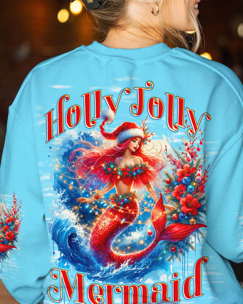 BLISSCORNERS HOLLY JOLLY MERMAID CHRISTMAS ALL OVER PRINT